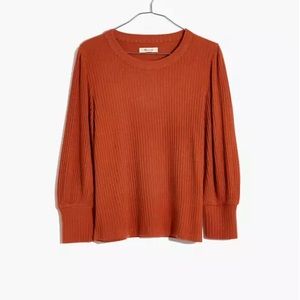 Madewell Brushed Rib pleat-sleeve top